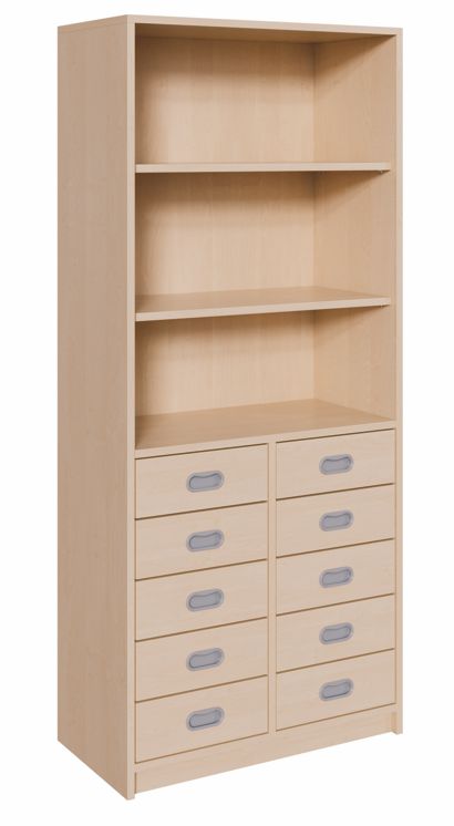 K Kombinationsschrank 180 cm, 10 Schübe/Regal, 2 Breiten